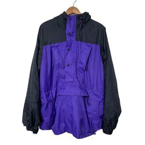 REI Vintage Elements Womens Pullover 1/2 Zip Windbreaker Jacket XS Black Purple